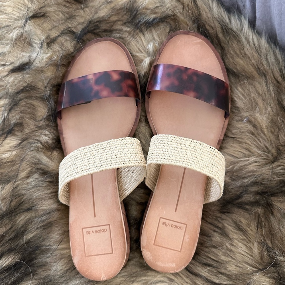 Dolce Vita Beige and Tortoise Brown Sandals